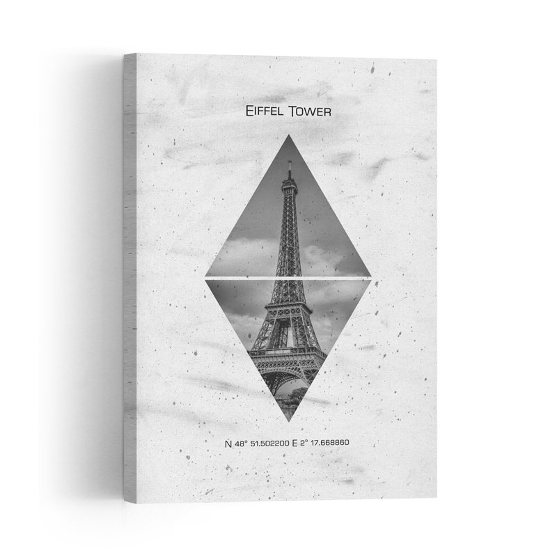 Eiffel Tower Geometric View Abstract Geometric Modern Architecture City Wall Art Print, 36" H x 24" W