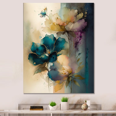 «Blossoming Wildflowers», reproduction délicate d'aquarelle sur toile