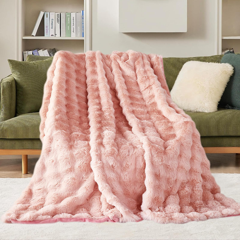 Ashritha Throw Blanket, Pink, 200cm x 130cm