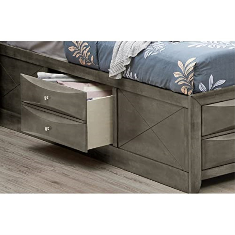 Marilla Bookcase Storage Bed, Queen, Gray