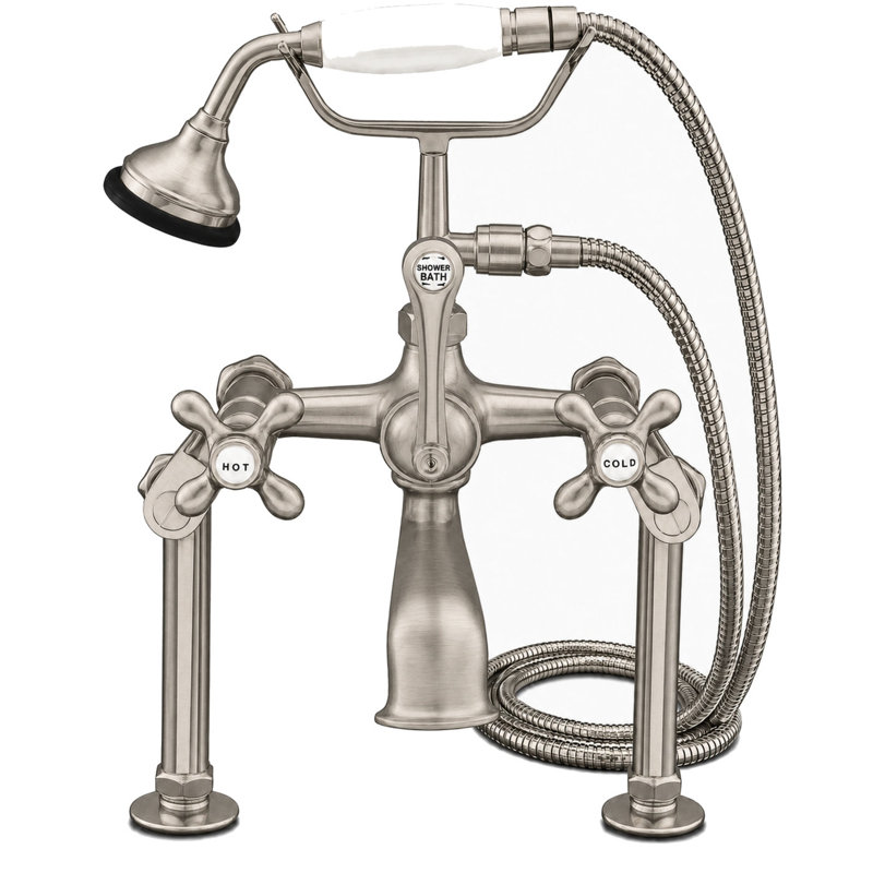 P0626 Robinet de téléphone britannique à fixation sur le comptoir avec centres variables, Nickel mat