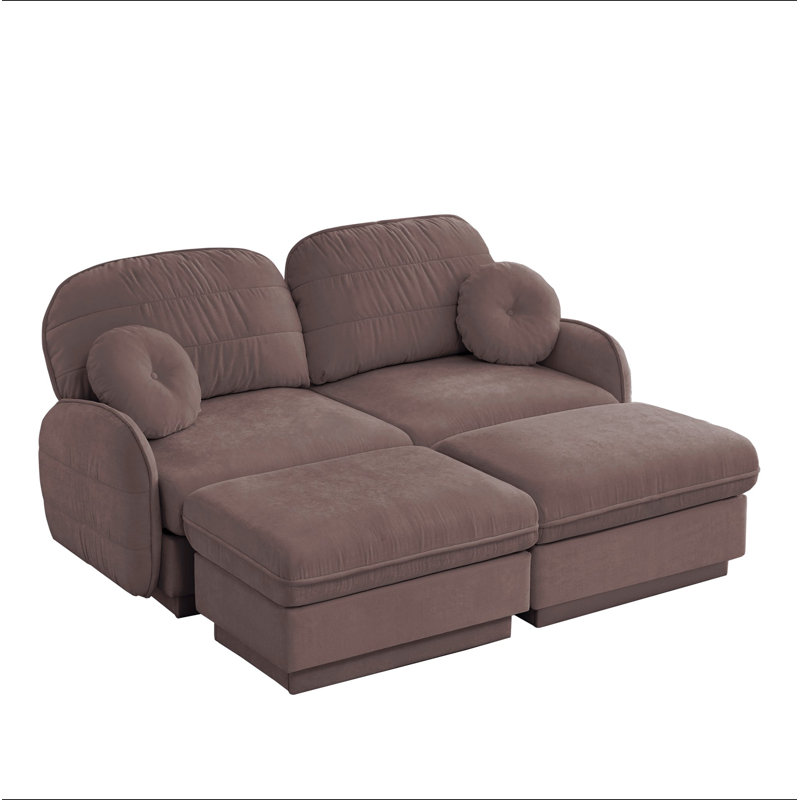 Canapé en forme de U Chenille Cloud, canapé à assise profonde avec repose-pieds amovibles, coussins ronds et coussins de dossier matelassés exquis, pieds de cadre de base encastrés, assemblage facile, convient au salon