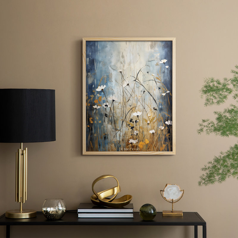 Reproduction encadrée FLORAL Series DCCDVVII - bois massif, Naturel, H 11 po x l 9 po