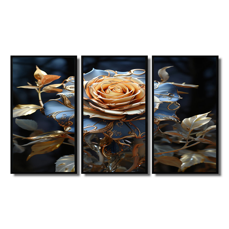 Lamine - ensemble de reproductions d'art mural rose, Cadre flottant noir, H 28 po x l 36 po x P 1 po