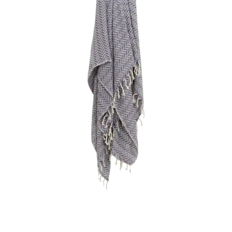 Jeté 50 po x 60 po à chevrons mauve en coton tissé avec franges
