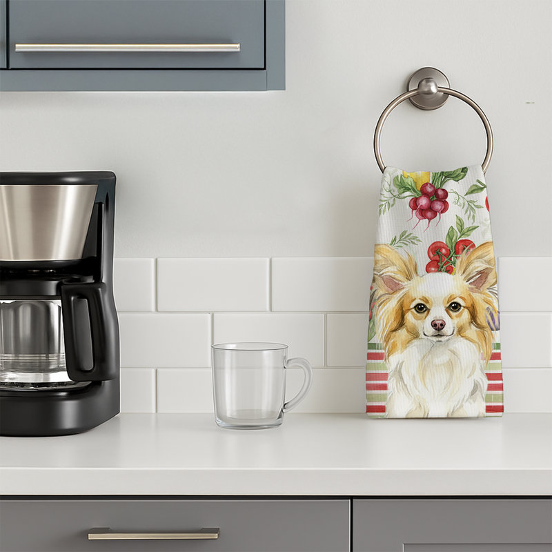 Lemon and White Papillon Vegetables Kitchen Towel, Lemon/White Papillon