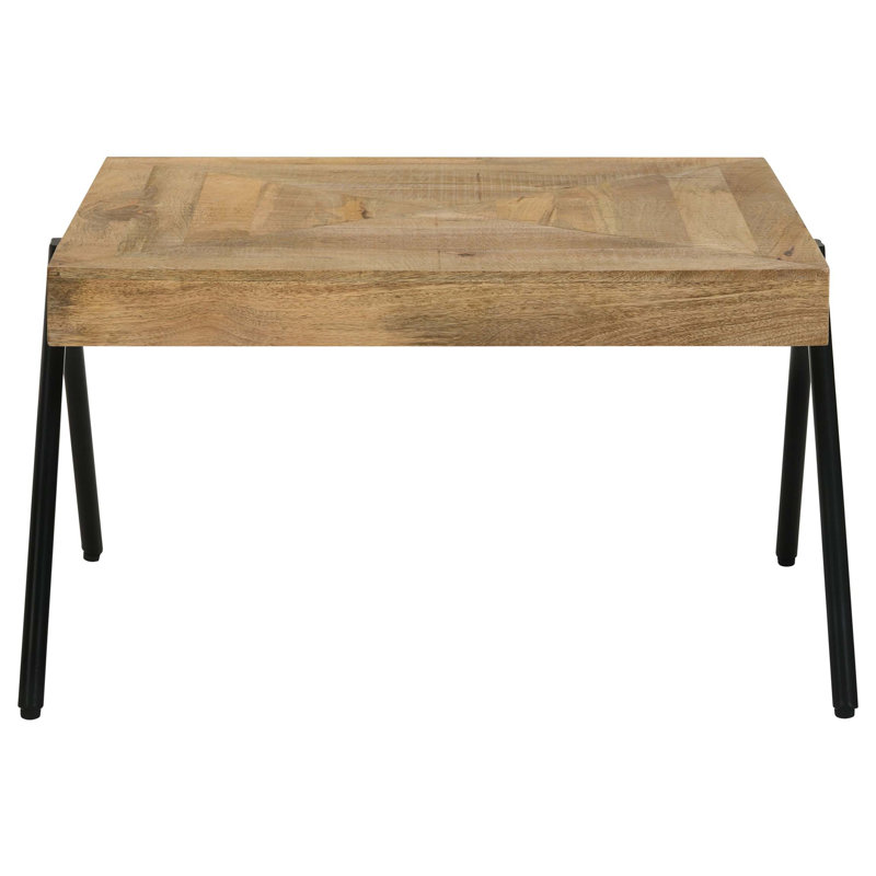 Table basse rectangulaire en bois de manguier massif avec pieds en métal Avery