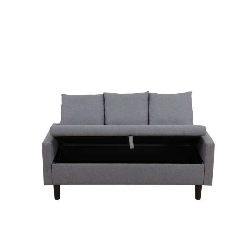 Light Gray Linen Storage Sofa