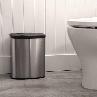 Ninestars 2.1 Gallon 8L Motion Sensor Stainless Steel Trash Can (Rectangular, Silver)