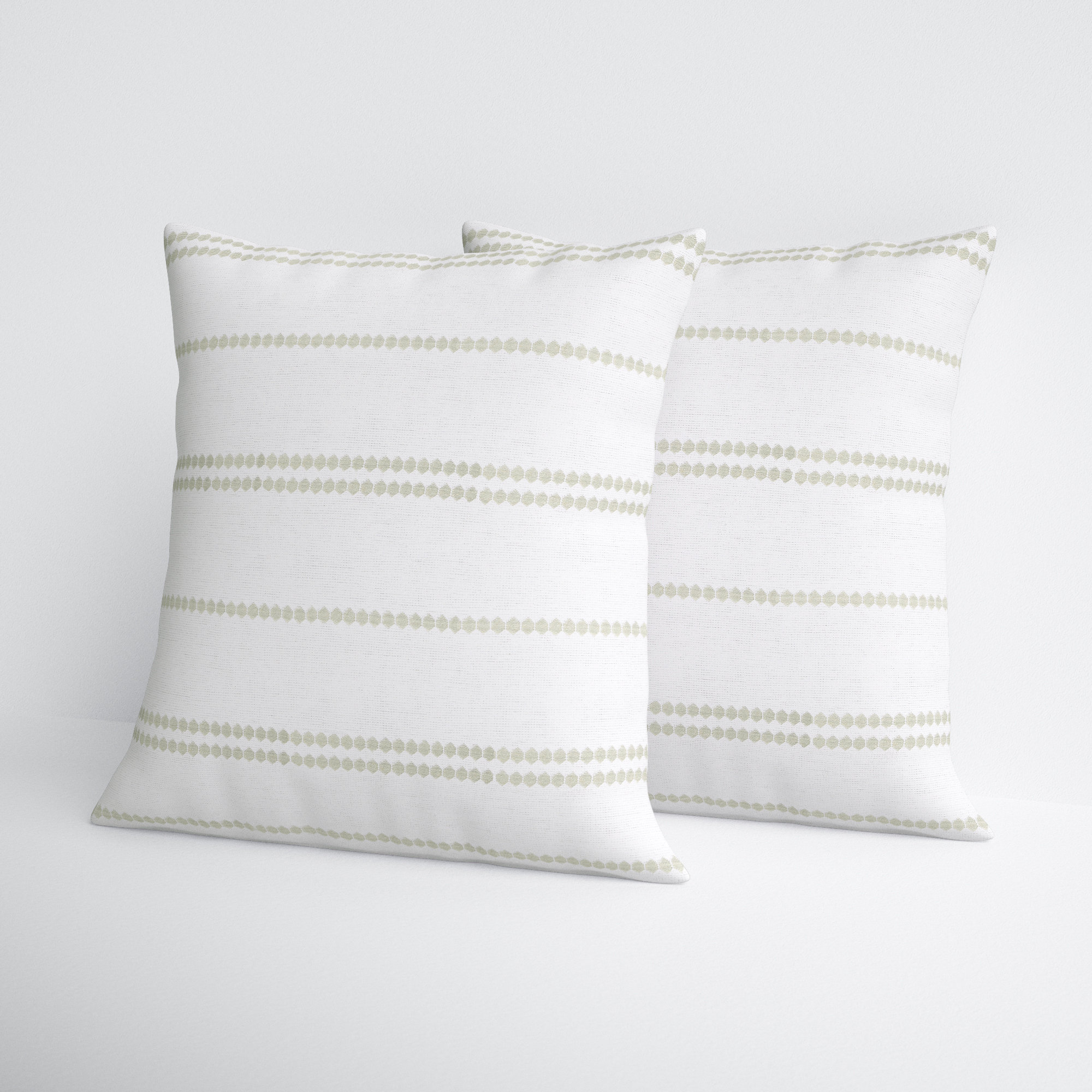 Hudie Striped Cotton Throw Pillow, Pillow Cover Only - No Insert, White/Olive