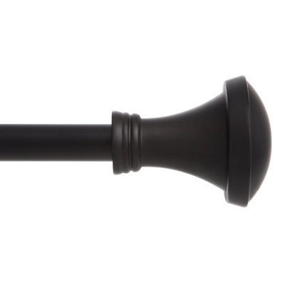 Manchester Matte Black Adjustable 0.75" Single Curtain Rod