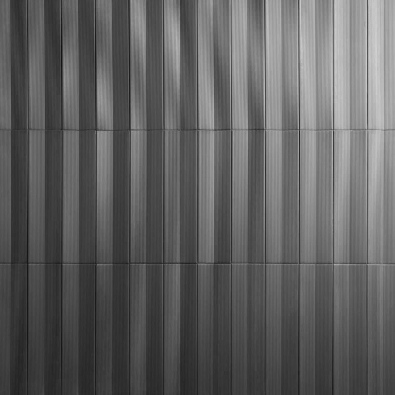 Kinzie 4x16 Concave 3D Matte Ceramic Tile, Charcoal