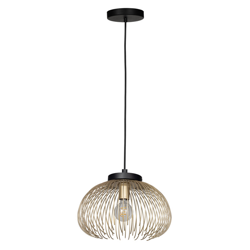 Sheron 1-Light Pendant Light, Black/Gold, 10.24" H x 15.16" W x 15.16" D
