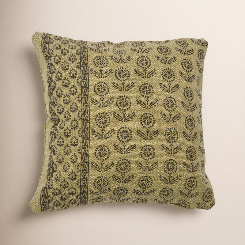 Elswickee Floral Cotton Throw Pillow, Brown/Gray, Pillow Cover Only - No Insert