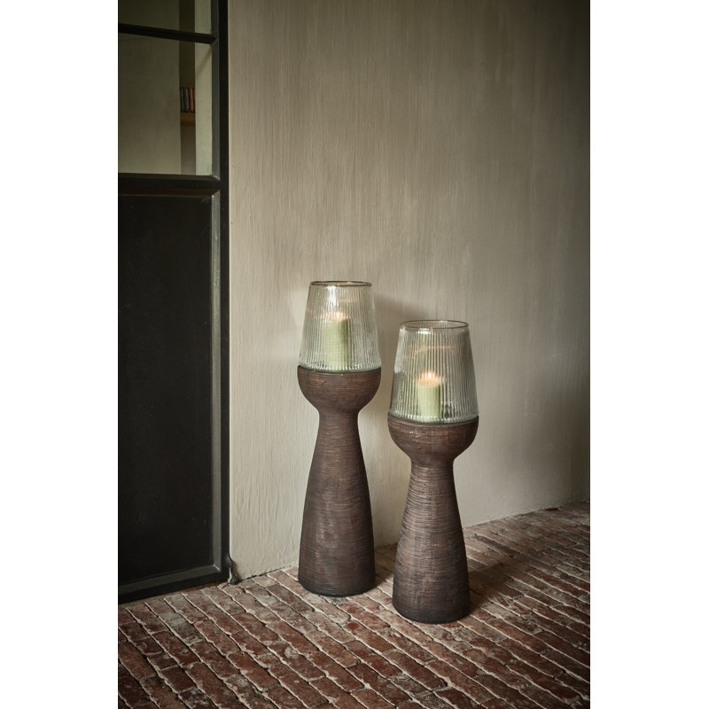 Arbre Dark Brown Hurricane/Vase Mango Wood, 28" H x 8.66" W x 8.66" D, Dark Brown