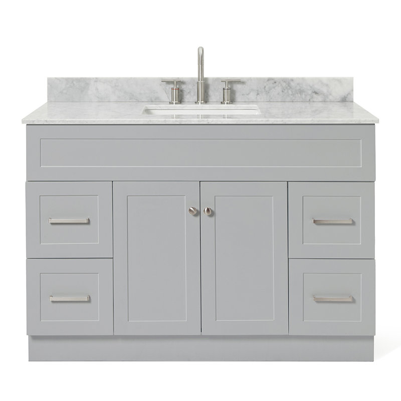 Partham 49'' Single Bathroom Vanity with Carrara Marble Top, Gray