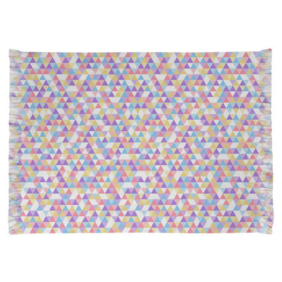 Mauve triangle/jaune/Tapis décoratif bleu