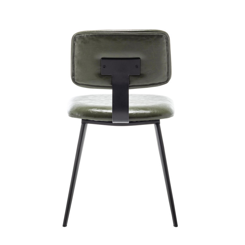 Chaise de salle à manger en similicuir avec pieds en acier, Vert