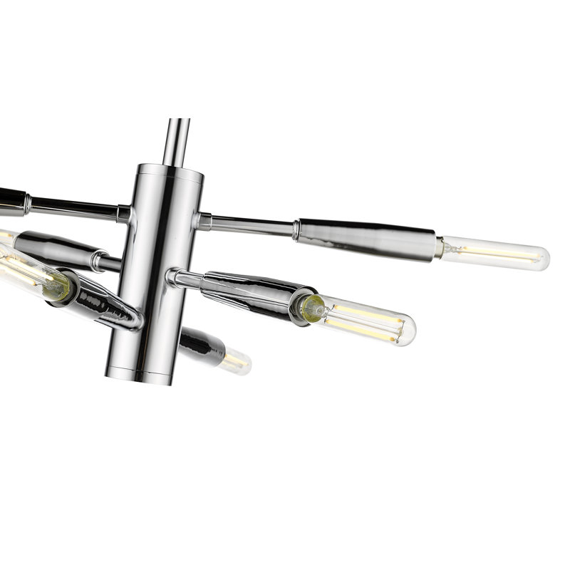 Lustre linéaire moderne Spoutnik à 6 lumières Stapleford, Chrome