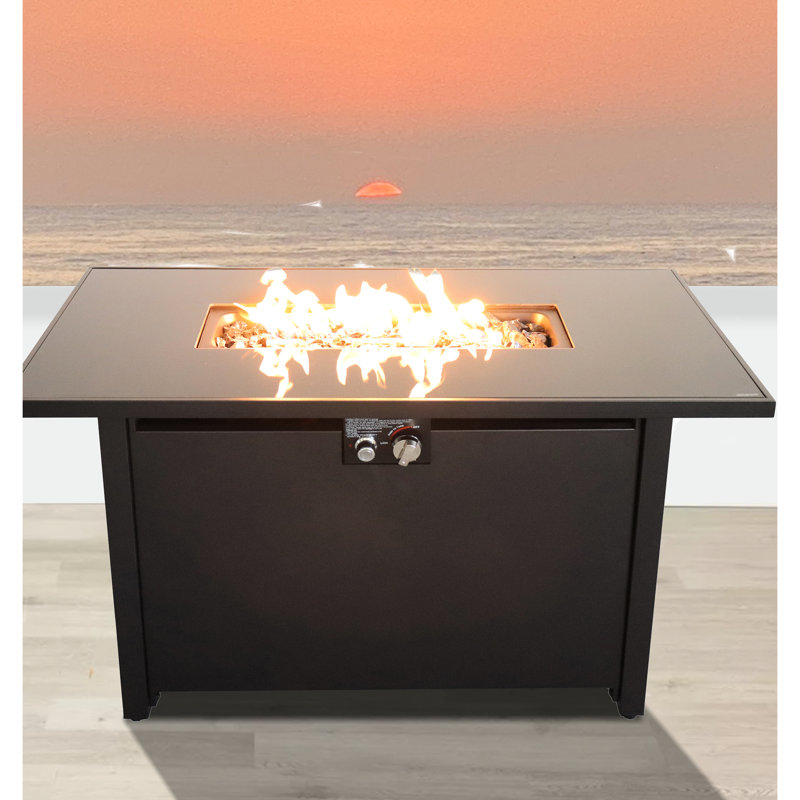 Foyer de table 43 po noir, 50000, support de tuyau en acier inoxydable 43 po, échangeur de chaleur
