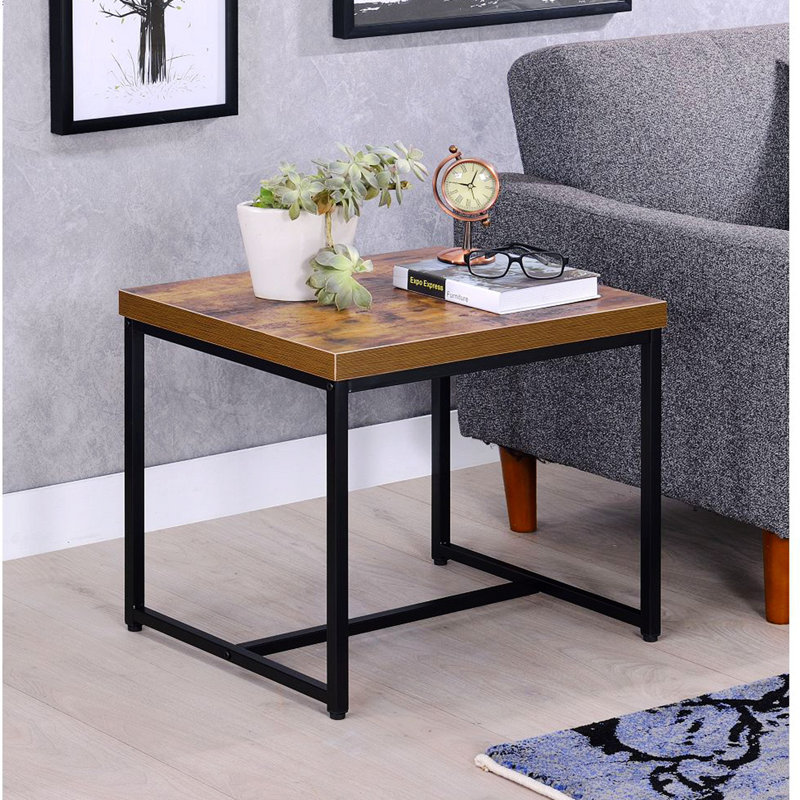 Rectangular Sled End Table, Oak Wood
