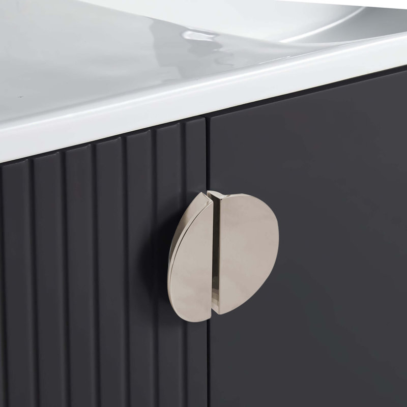 Ensemble de meuble-lavabo simple 30 po Saimah, Noir, Nickel satiné