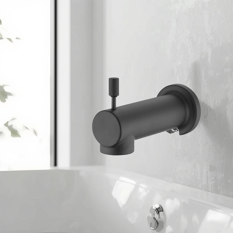 Wall Mounted Slip On Tub Spout With Diverter, Matte Black
