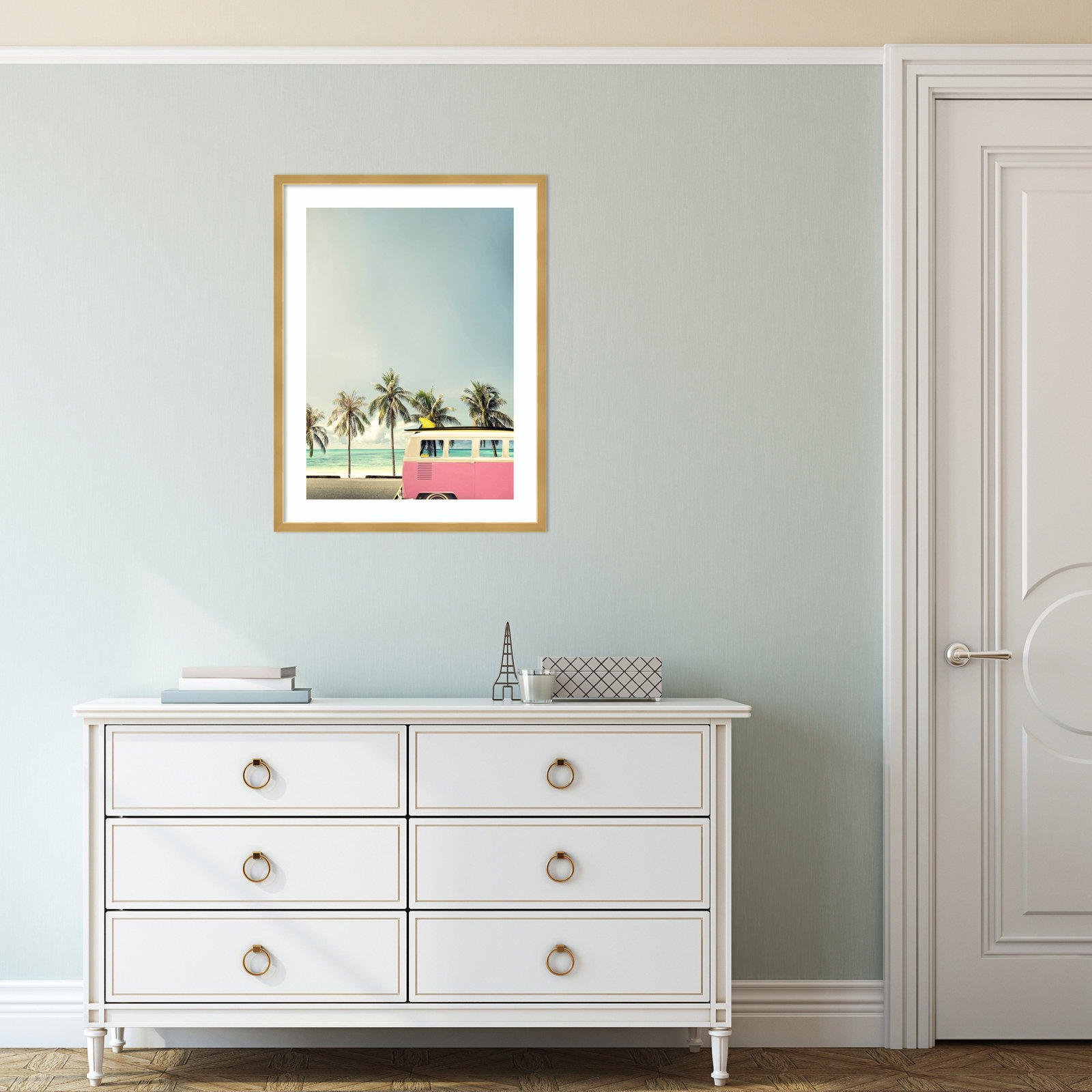 Surf Bus Pink by Design Fabrikken, Matte White, 27.5" H x 21" W x 0.75" D
