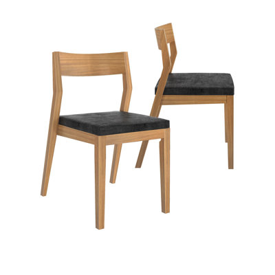 Modern Solid Wood Dining Chair with Upholstered Cushion (2 Pack)