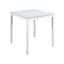 Ensemble de salle à manger 5 comptoirs de hauteur blanche. Table carrée avec ornements en cristal. Ensemble de chaises en bois massif et manufacturé de 5 pièces. Embellissement. Matériau