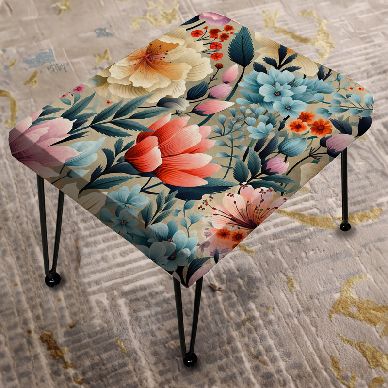 Pastel Rainbow Botanicals Pattern - Botanical Rectangle Ottoman