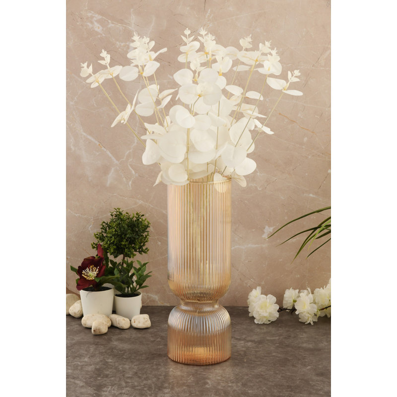 Elegant Gold Glass Vase, 3.9 x 11.8 x 3.9 inches | 100% Glass Construction | Perfect for Home Décor, Centerpieces & Flower Arrangements | Stylish Design, Ideal for Modern Living Spaces & Gifts