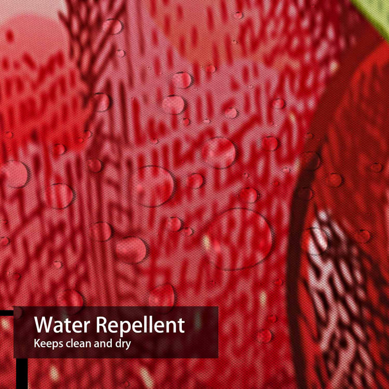 Rideau de douche imperméable à motif de feuilles rouges avec 12 crochets, L 72 po x l 78 po