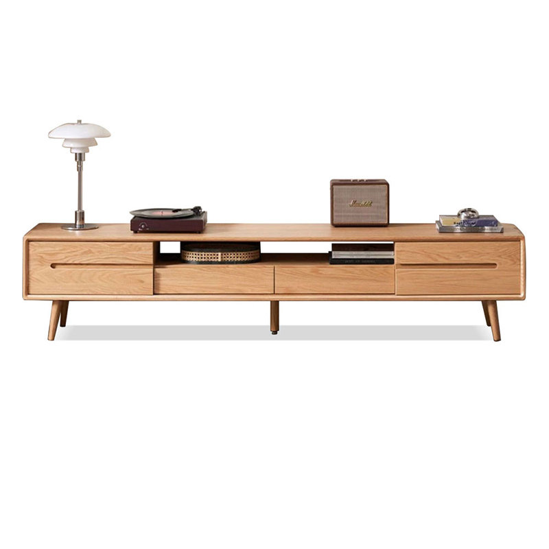 Meuble télé en bois massif, Burlywood, 70.87"