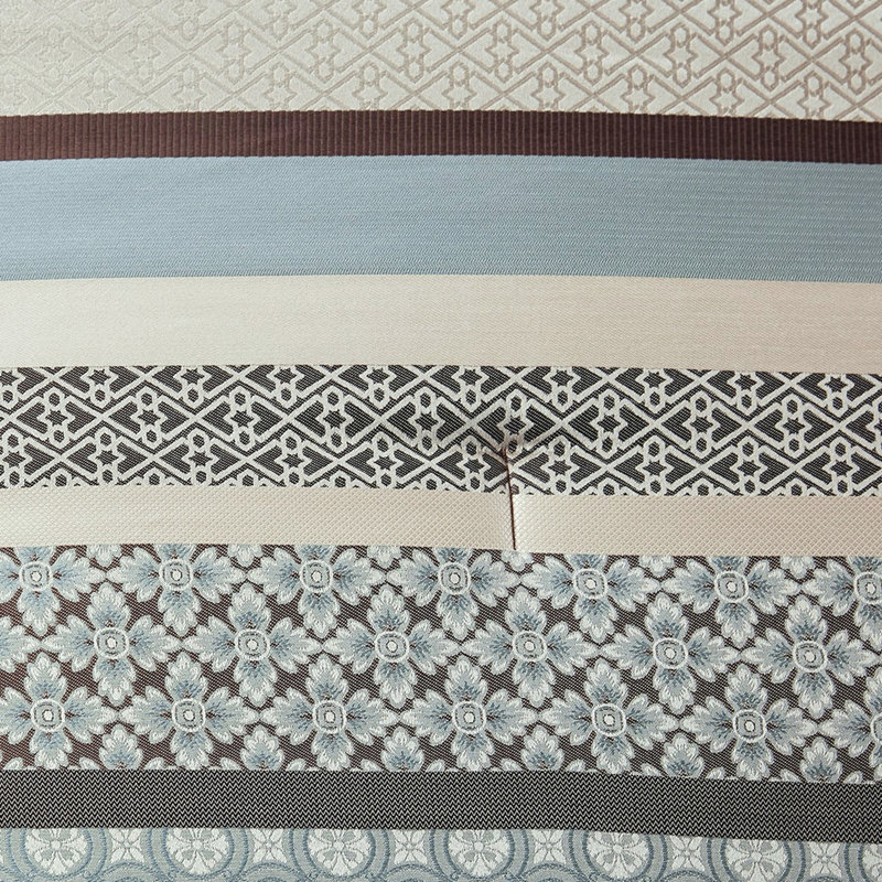 Édredon pour grand lit bleu 7 pièces - Traditionnel avec motifs géométriques et imprimés, taies décoratives complètes, coussins décoratifs, jupe de lit, rembourrage, coussins inclus