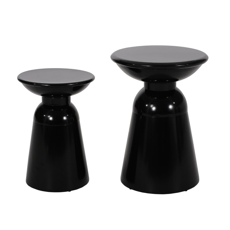 Modern Outdoor Side Table - Metal, Flared Design, End Iron, Sleek &, Black