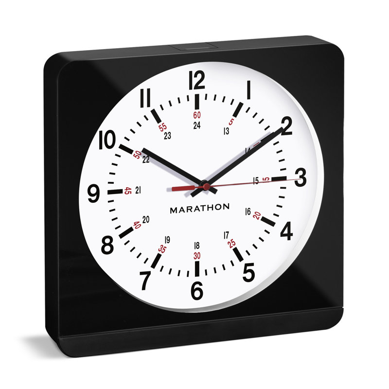 Marathon Black and White Analog Wall Clock with Auto Nightlight