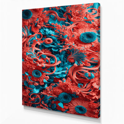 «Abstract Florals 77», art mural sur toile brune
