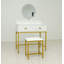 Elegant Makeup Vanity Set With Mirror, Stool, And Storage - Compact Gold Design For Small Bedrooms And Efficient Organization