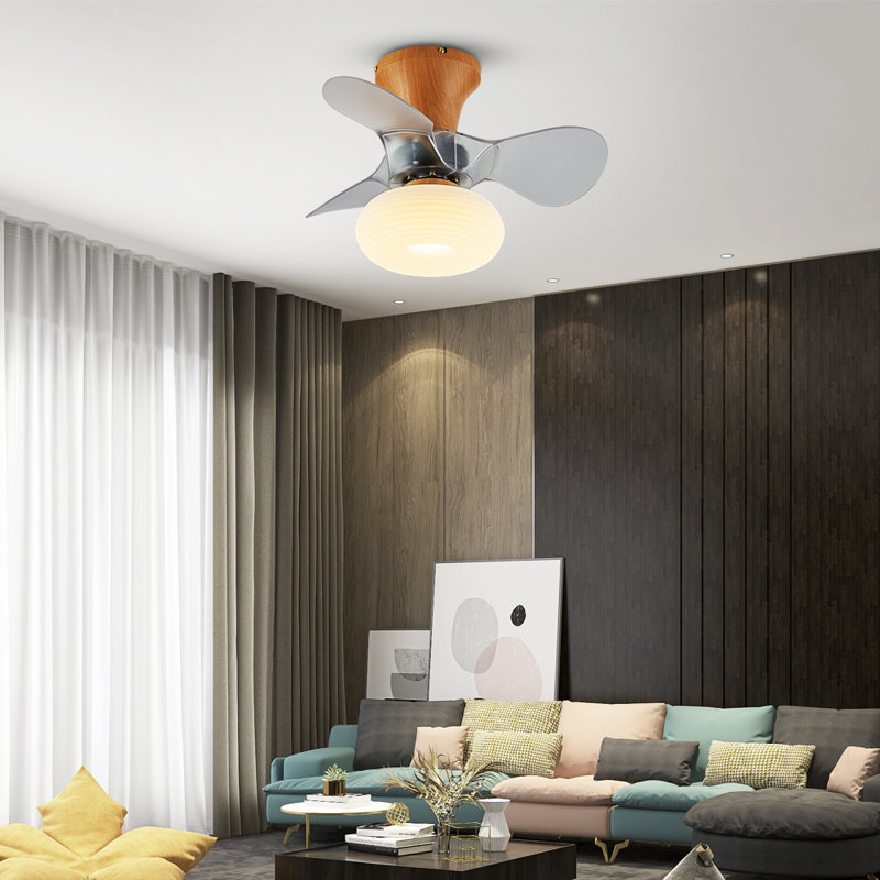 Kosie 21.25'' Ceiling Fan with LED Lights, Wood-coloured with Clear Blades