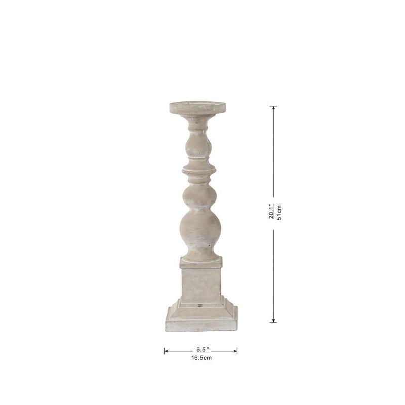 Gray Cement Turned-Style 20" Candle Holder