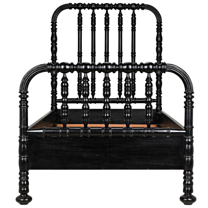 Bachelor Solid Wood Bed, Hand Rubbed Black, Twin