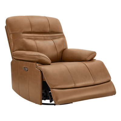 Grain Genuine Leather Swivel Power Recliner