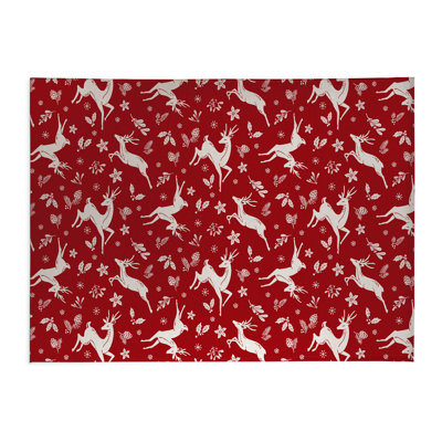 Running Deer Red Low Profile Kitchen Mat