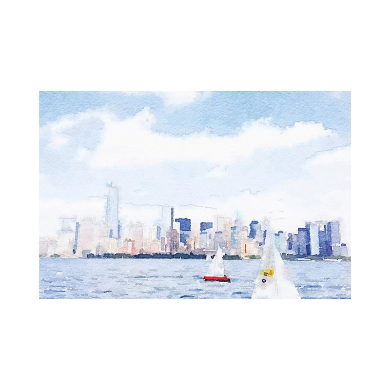 Watercolor NYC Skyline II by Nola James - Wrapped Canvas Gallery-Wrapped Canvas Giclée, 66.04 cm H x 45.72 cm W x 1.91 cm D