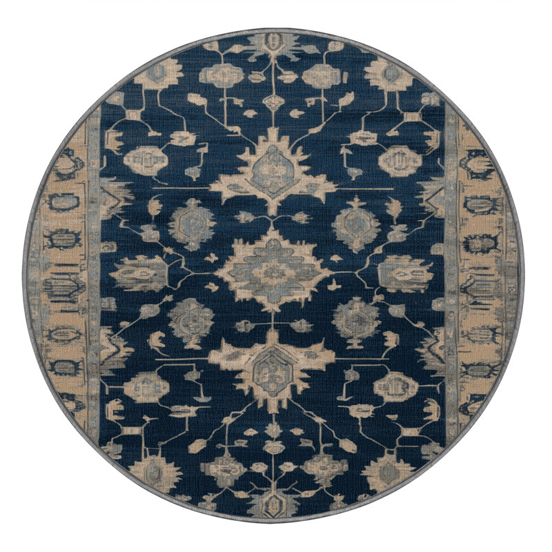 Tapis gris lavable à la machine, Rond 4 pi