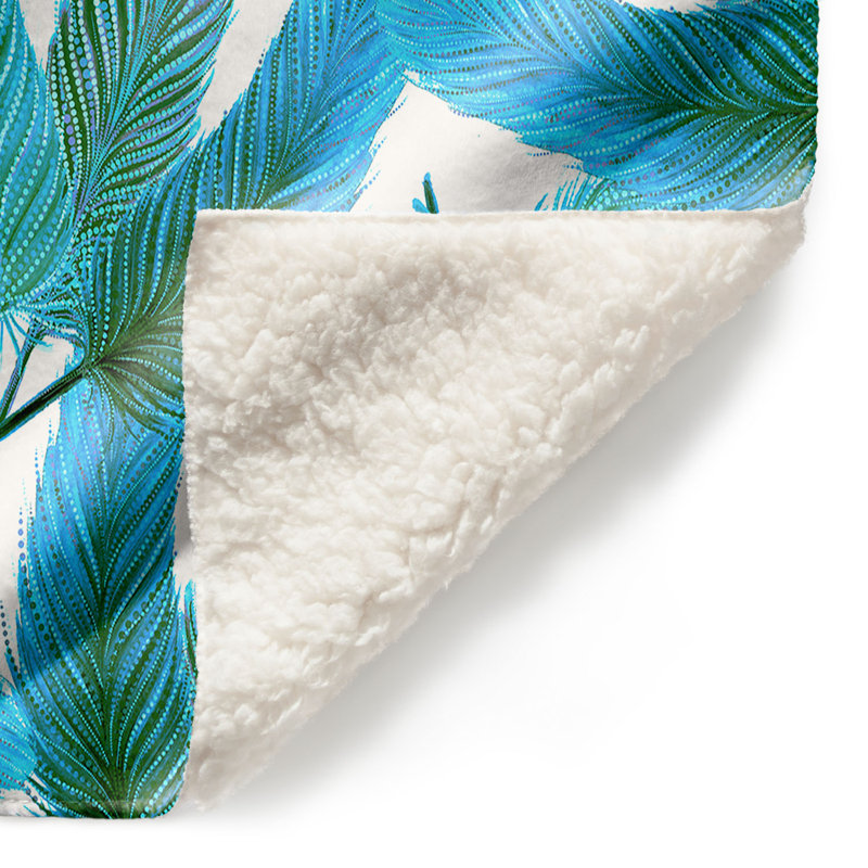  Jeté à plumes turquoise, l 51 po x L 60 po, Bleu / Blanc