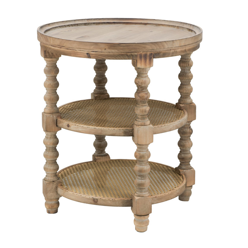 Round End Table Wood Side Table