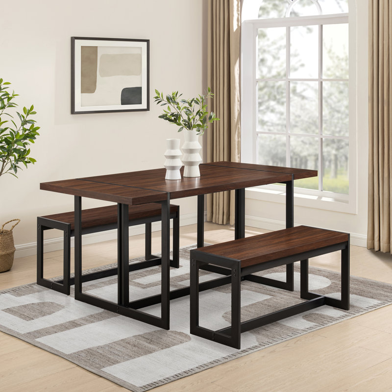 4 - Person Dining Set, Brown, Brown/Black