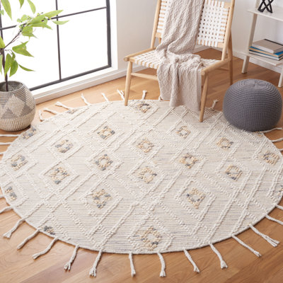 Tapis gris / ivoire en laine, en jute et en coton tissé à la main Hindelang